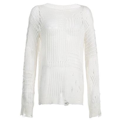 Oversize Long Sleeve Mesh Knit Sweater NA4514