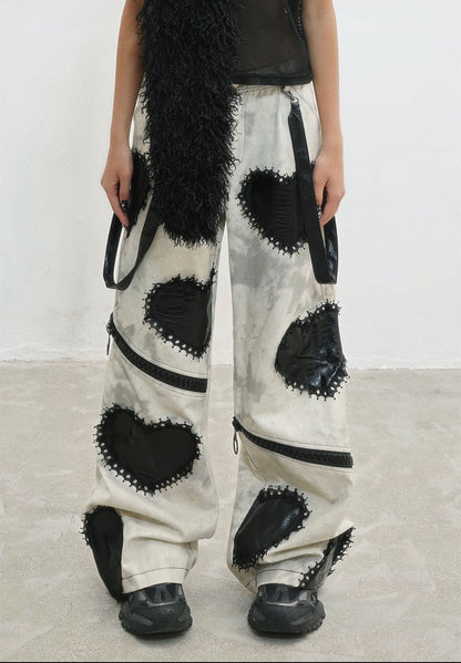 Heavy Craft Damage Wide Leg Dark Denim Jeans NA8563