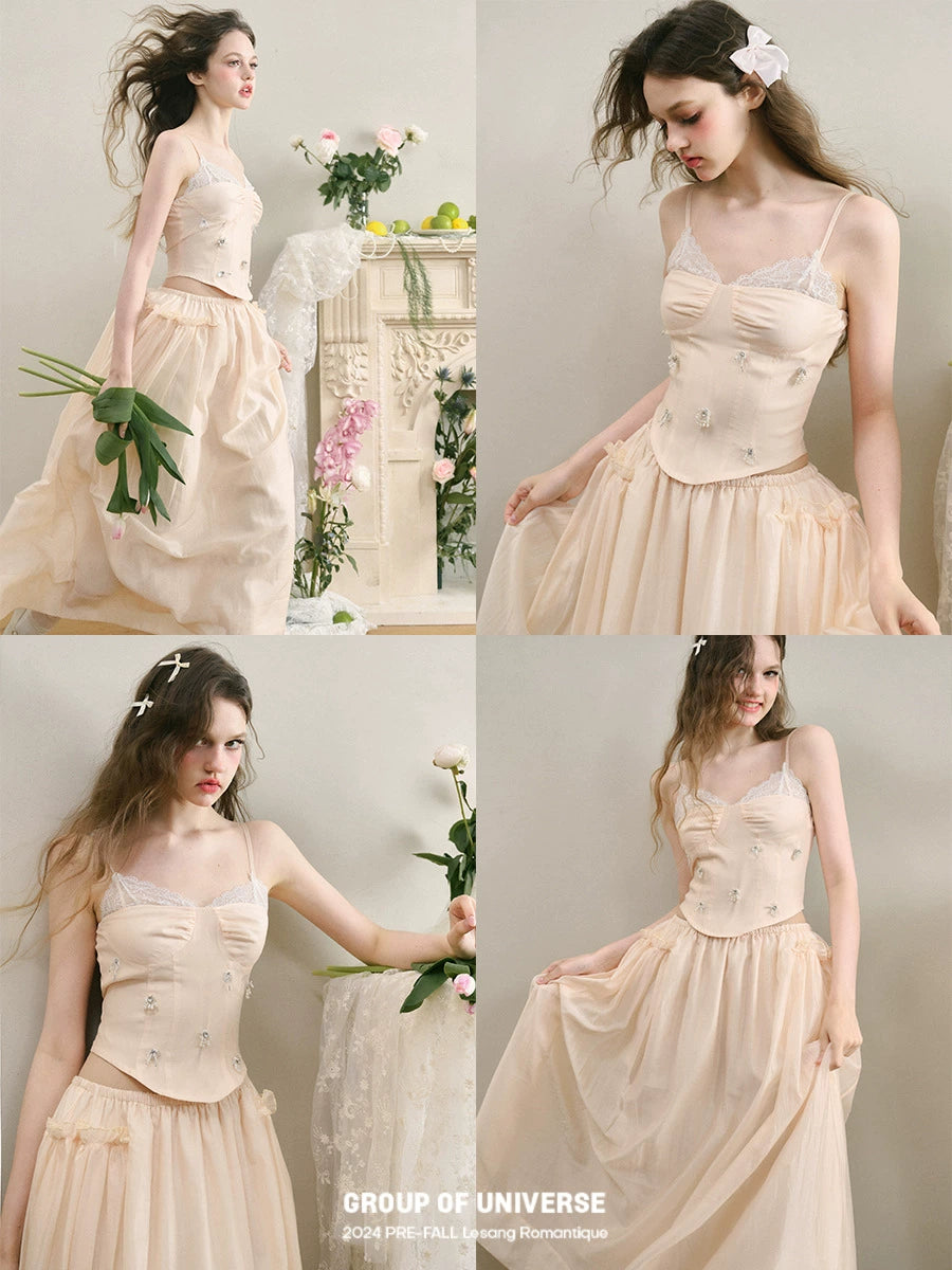 Lace Camisole & Long Skirt Setup NA5941