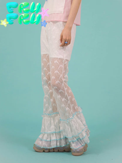 Dolphin Lace Patchwork Sheer Pants NA6540