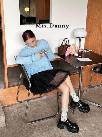 Double Metal Buckle Thick Sole Platform Loafers NA8735