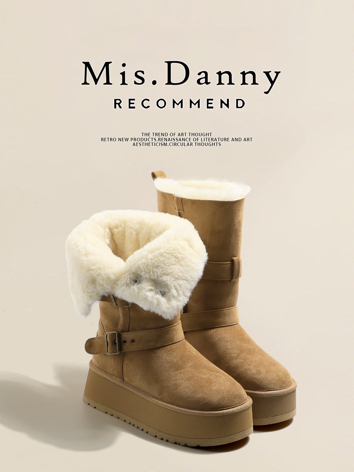 Fur Trim Platform Mid-Calf Boots NA8747