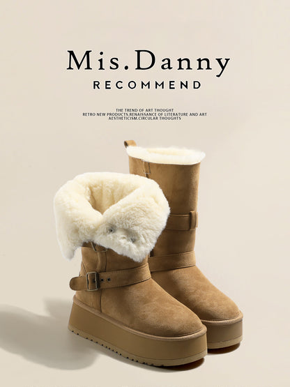 Fur Trim Platform Mid-Calf Boots NA8747