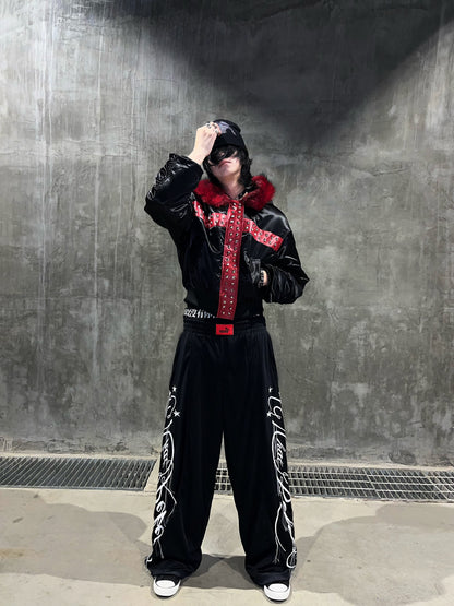 Metal Studs Fake Fur Slim Short Padded Jacket NA8368