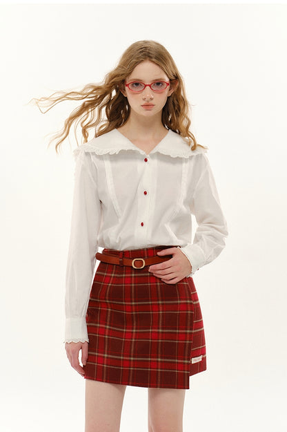 Irregular High Waist Plaid Half Skirt NA5701