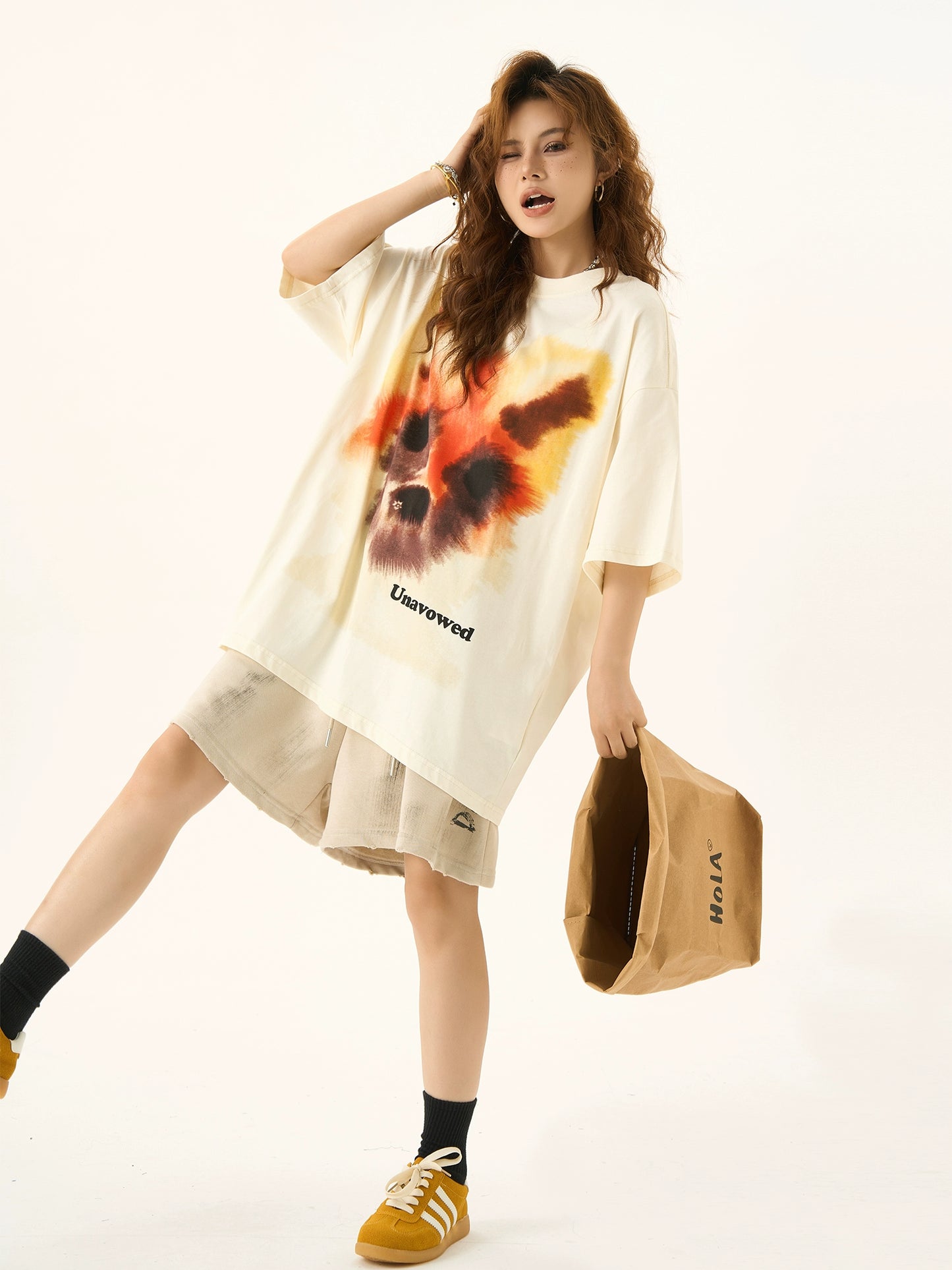 Graffiti Print Oversize Short Sleeve T-shirt NA3081