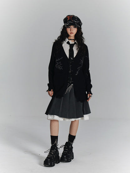 Safety Pin V-Neck Oversize Knit Cardigan NA8900