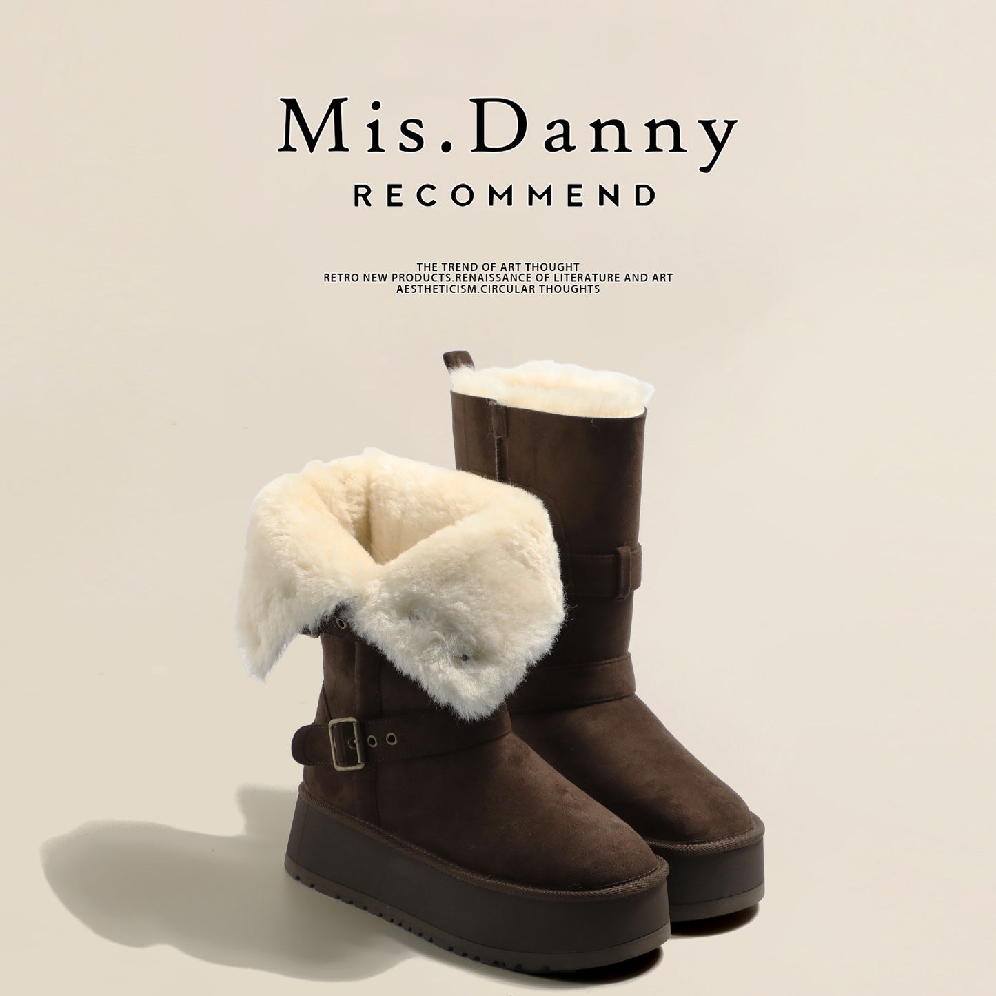 Fur Trim Platform Mid-Calf Boots NA8747