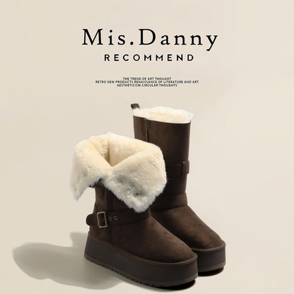 Fur Trim Platform Mid-Calf Boots NA8747