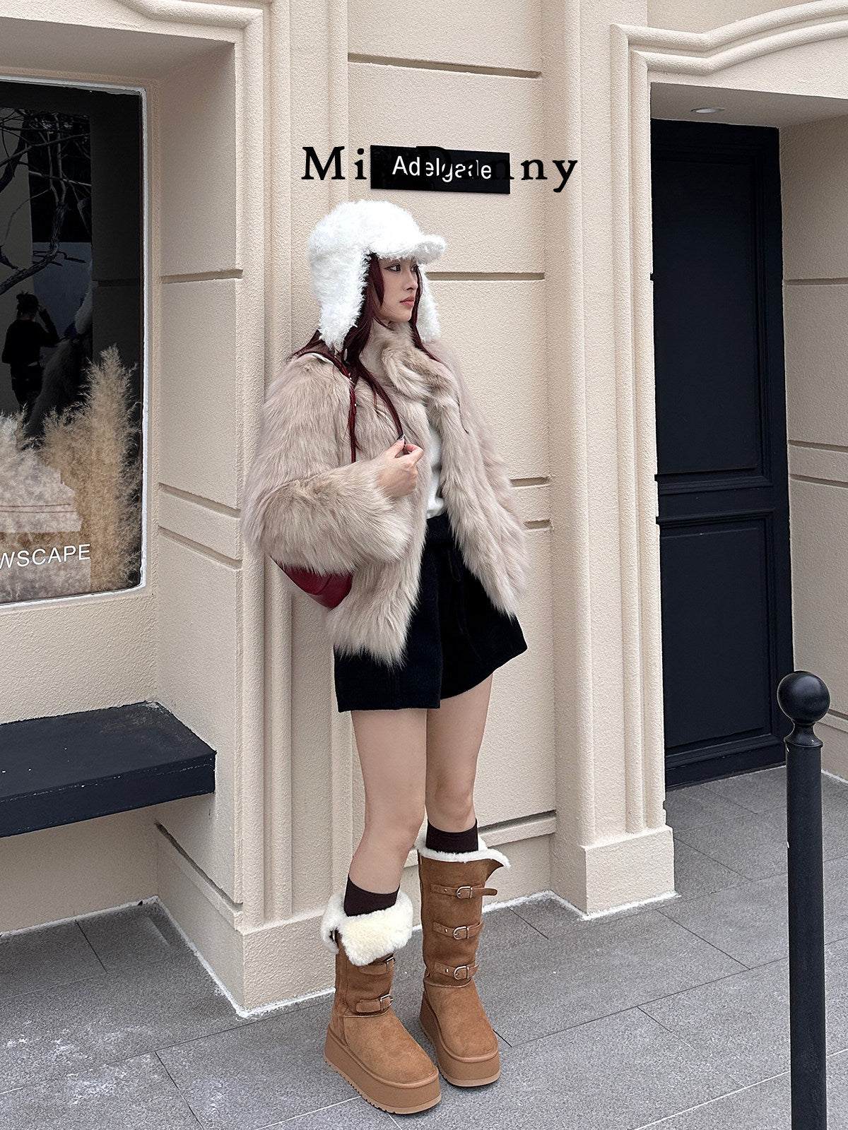 Fur Trim Metal Buckle Platform Knee-High Boots NA8762