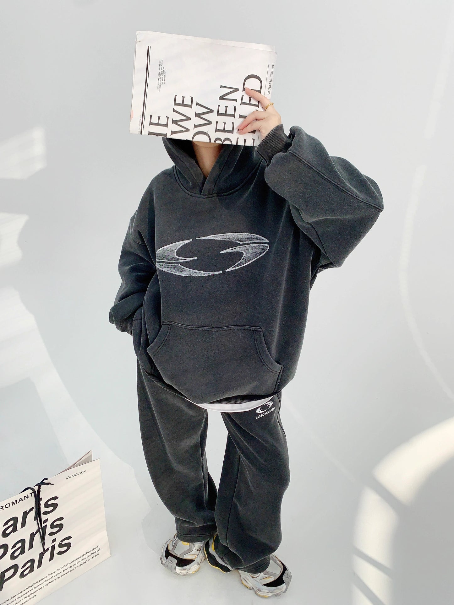 Oversize Print Hoodie & Wide-elg Sweatpants Setup NA2814