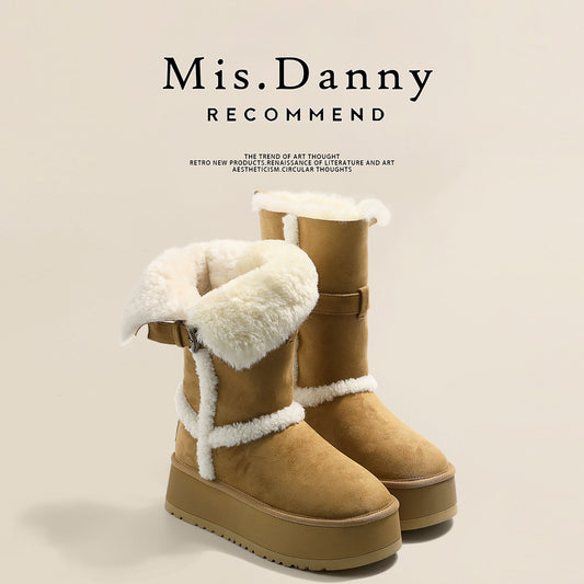 Fur Trim Platform Mid-Calf Boots NA8745