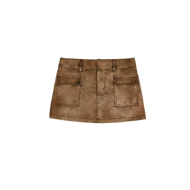 Metallic Coated Workwear Skirt NA3984