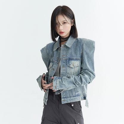 Shoulder Design Short Denim Jacket NA2733