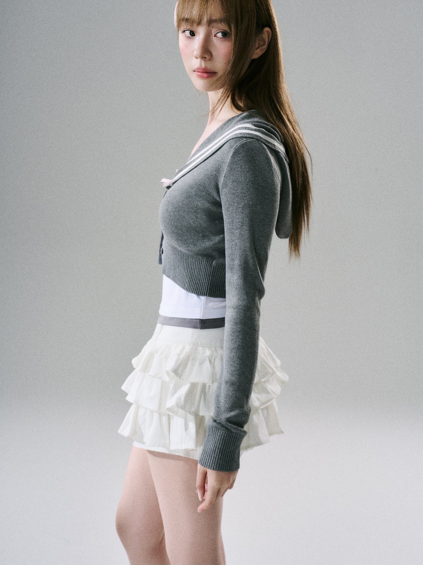 Sweet Girly Lace Ruffle Cargo Skirt NA8816