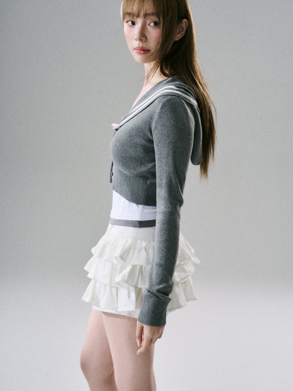 Sweet Girly Lace Ruffle Cargo Skirt NA8816