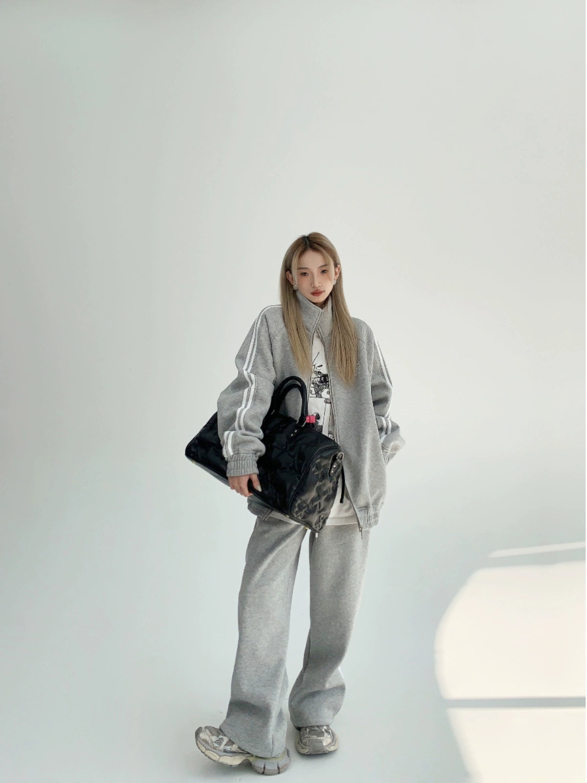 Thick Stand Neck Sporty Sweatshirt &amp; Pants Setup NA2831