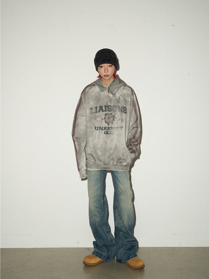 Letter Print Washed Oversize Hoodie NA9038