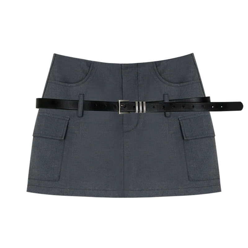 Workwear Slim Short Skirt with Belt NA3706