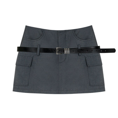 Workwear Slim Short Skirt with Belt NA3706