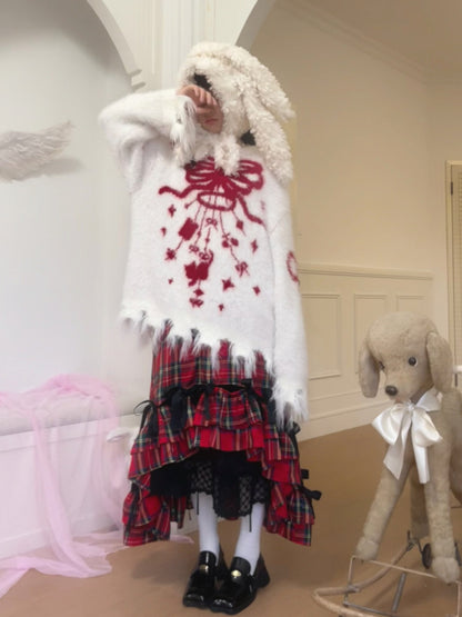 Bow Design Shaggy Knit Sweater NA8304