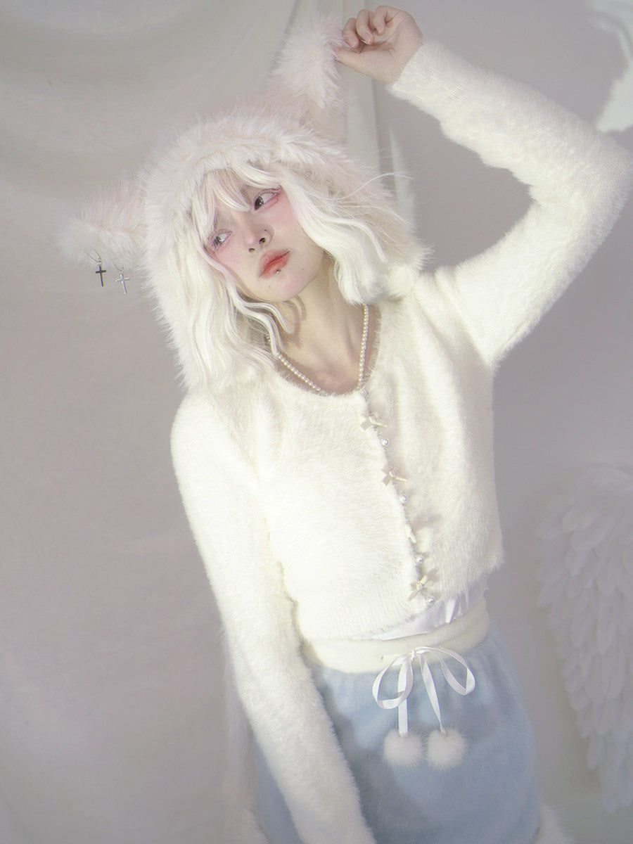 Pearl Bow Short Knit Cardigan NA8285