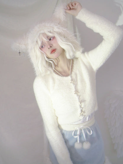 Pearl Bow Short Knit Cardigan NA8285