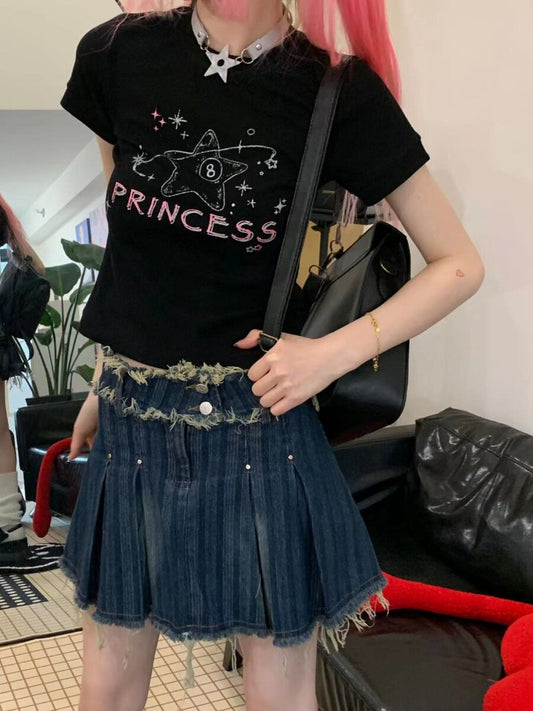 Rhinestone Graphic Print Short Sleeve T-Shirt NA9284