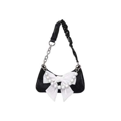 Contrast Color Bow Shoulder Bag NA8445