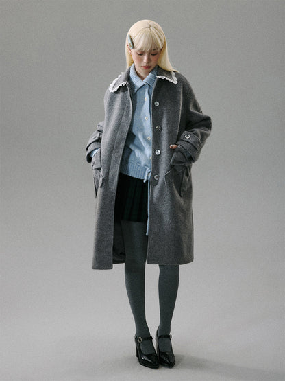 Lace Collar and Ribbon-Detail Coat NA8821