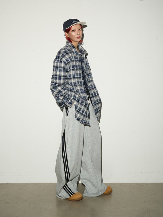 Three-Stripe Curved Wide Leg Sweat Pants NA9130