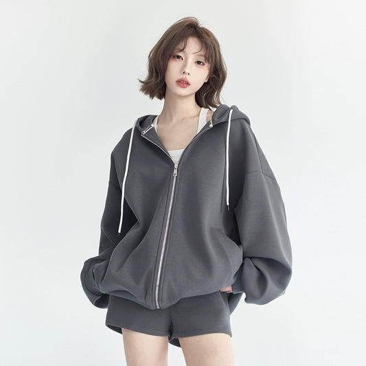 Casual Zipper Hoodie & Short Pants Setup NA2717