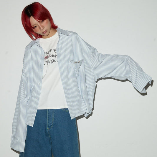 Stripe Oversize Long Sleeve Shirt NA9033