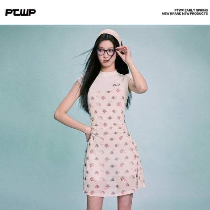 Puppy Print Slim Strap Dress NA5691