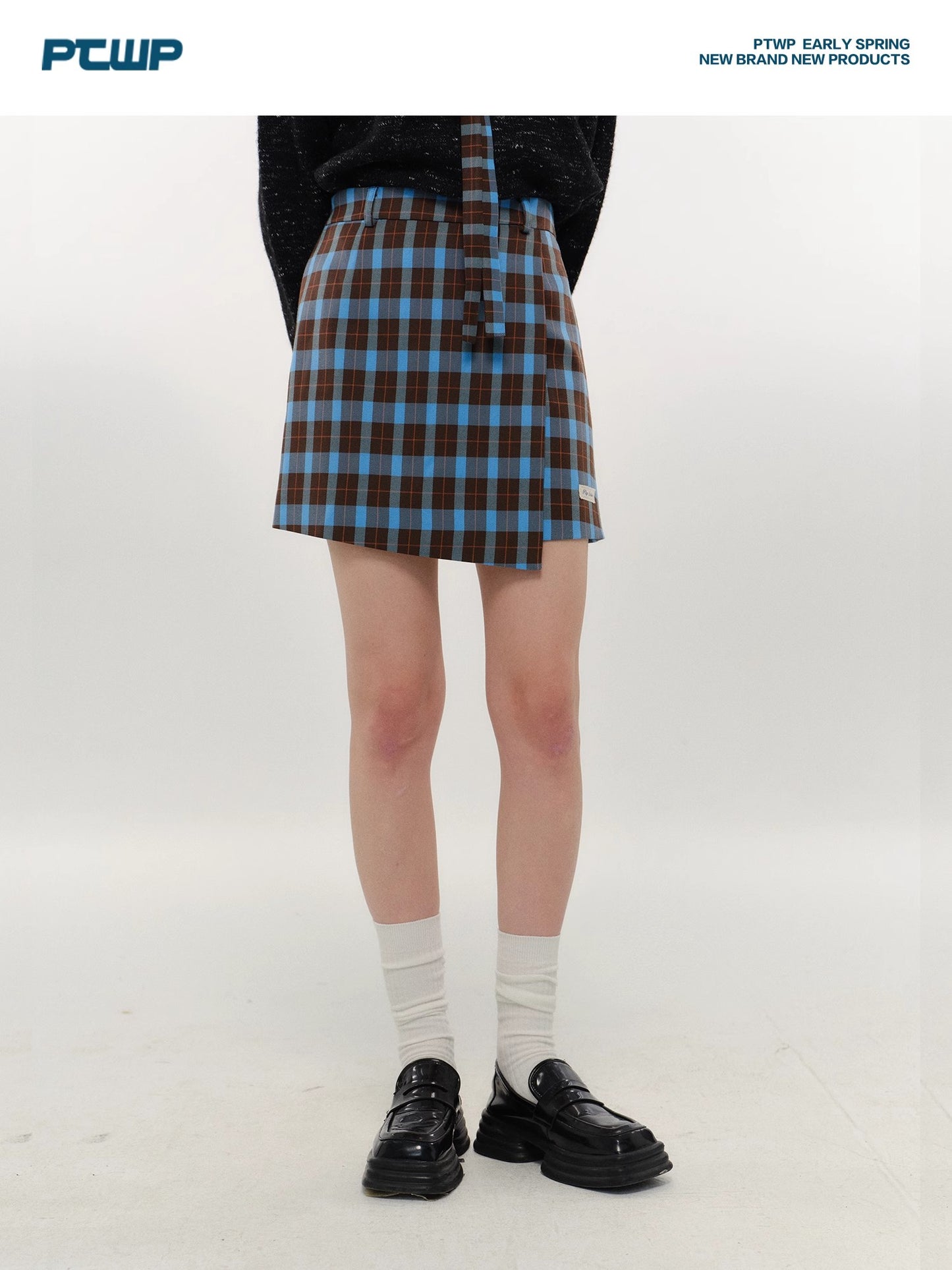 Irregular High Waist Plaid Half Skirt NA5701