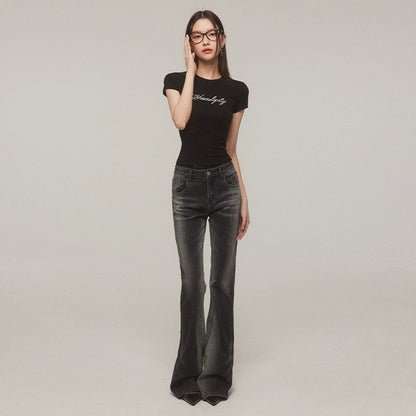 High Waist Straight Micro Flare Pants NA3979