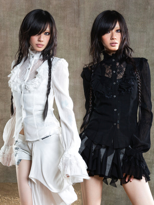 Sheer Chiffon Gothic Court Style Blouse NA8358