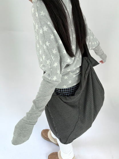 Star Print Asymmetrical High-Neck Long Sleeve T-Shirt NA9267