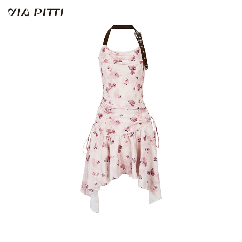 Shoulder Strap Drawstring A-line Dress NA4737