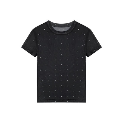 Dot Print Mesh Short Sleeve T-shirt NA3627