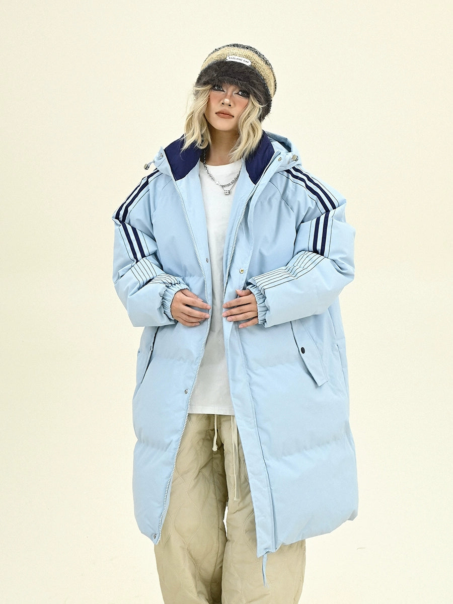 Side Stripe Hooded Puffer Coat NA6196