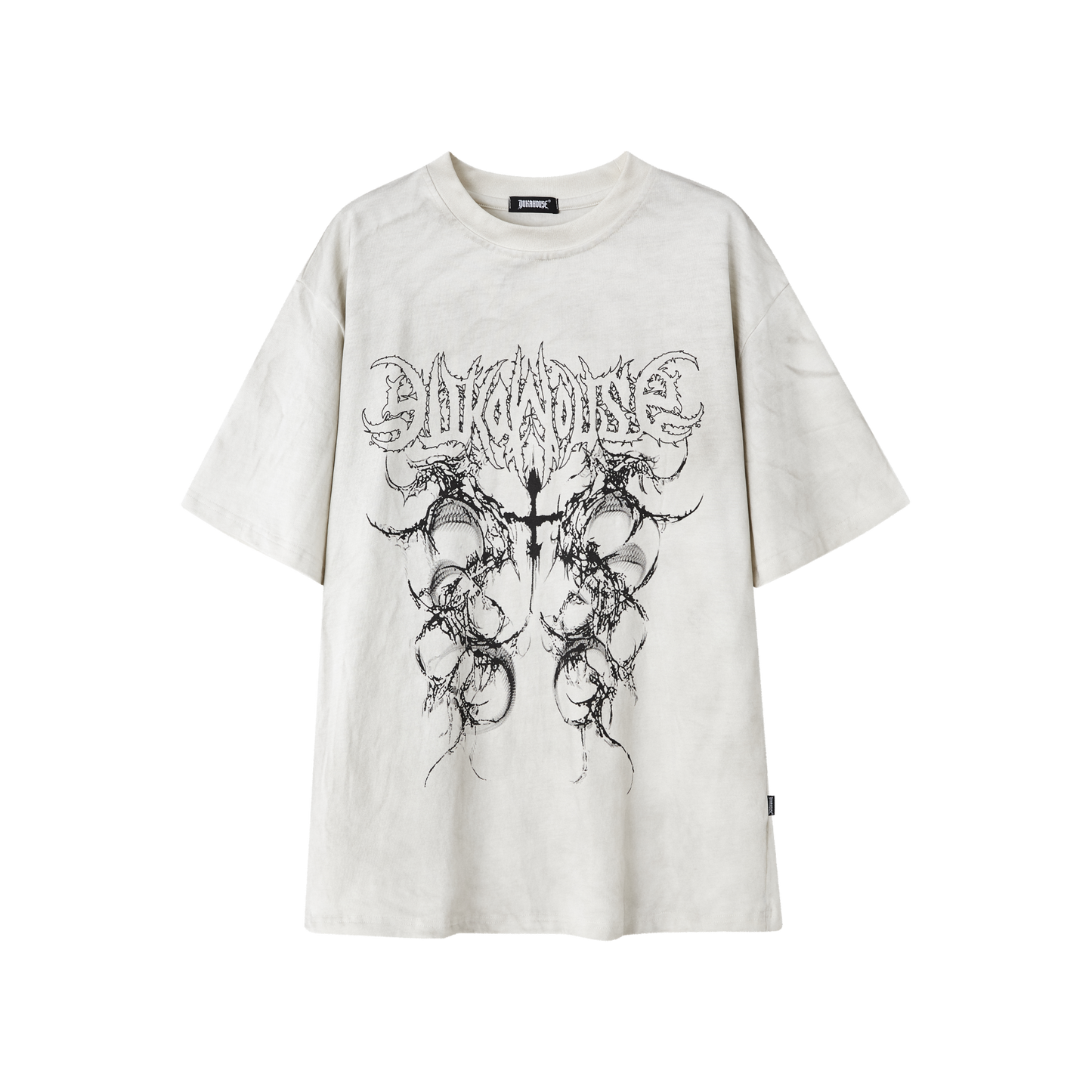 Washed Damage Oversize Short Sleeve T-Shirt & Spiderweb Mesh Long Sleeve Shirt NA8926