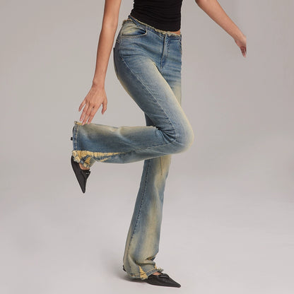 Micro Flare Damage Denim Jeans NA4148