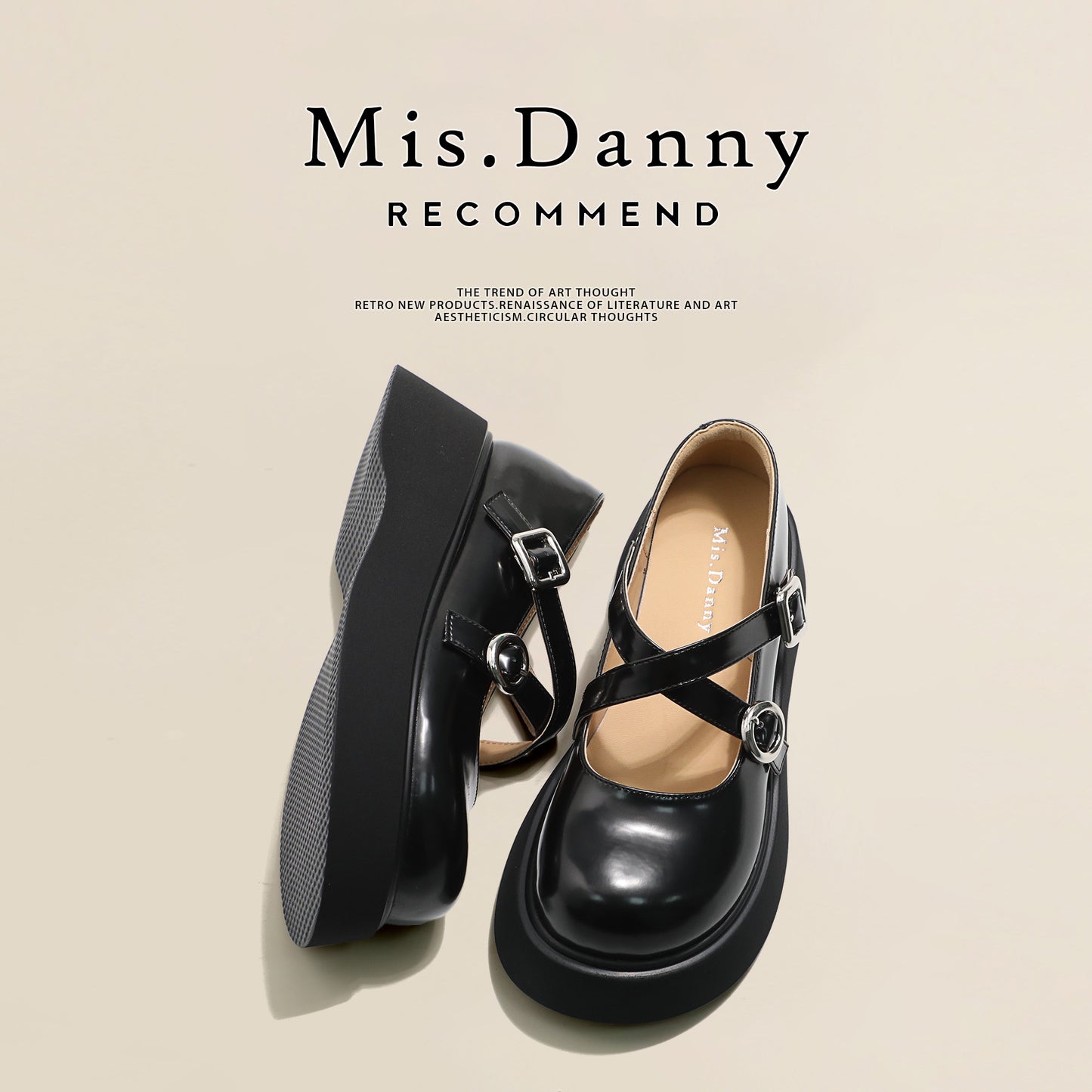 Platform Round Toe Shallow Mary Janes Leather Shoes NA8716