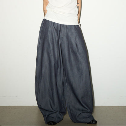Pleats Elastic Waist Wide Leg Trousers NA9116