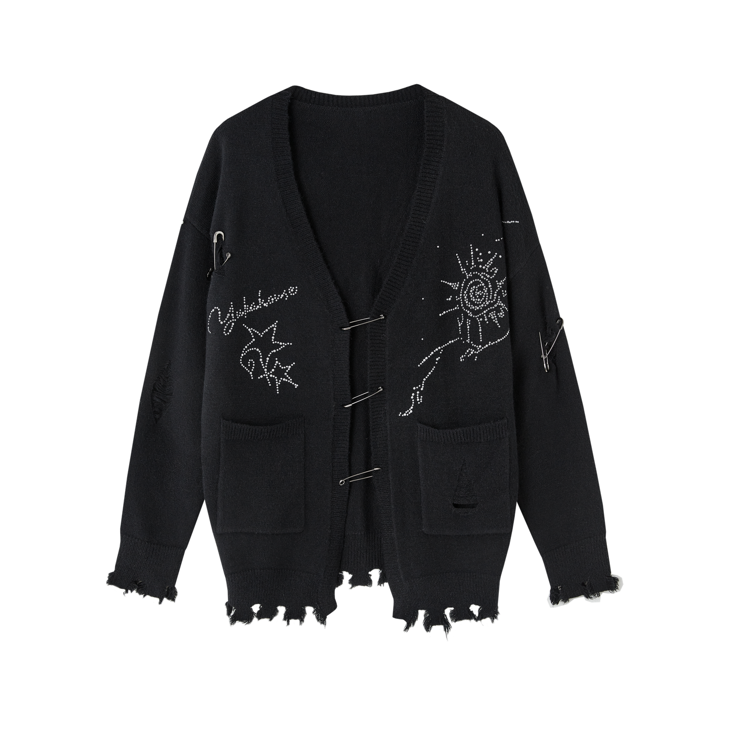 Safety Pin V-Neck Oversize Knit Cardigan NA8900