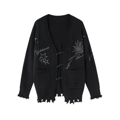 Safety Pin V-Neck Oversize Knit Cardigan NA8900