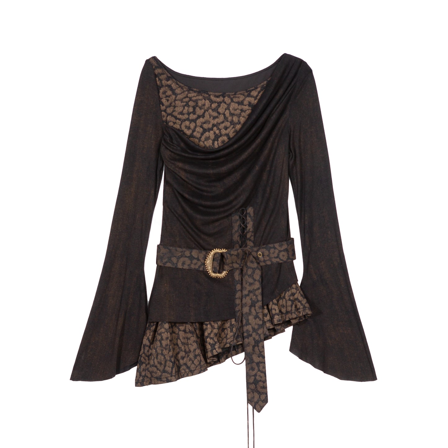 Original Vintage Dark Punk Color Block Fake Two-Piece Blouse NA8351