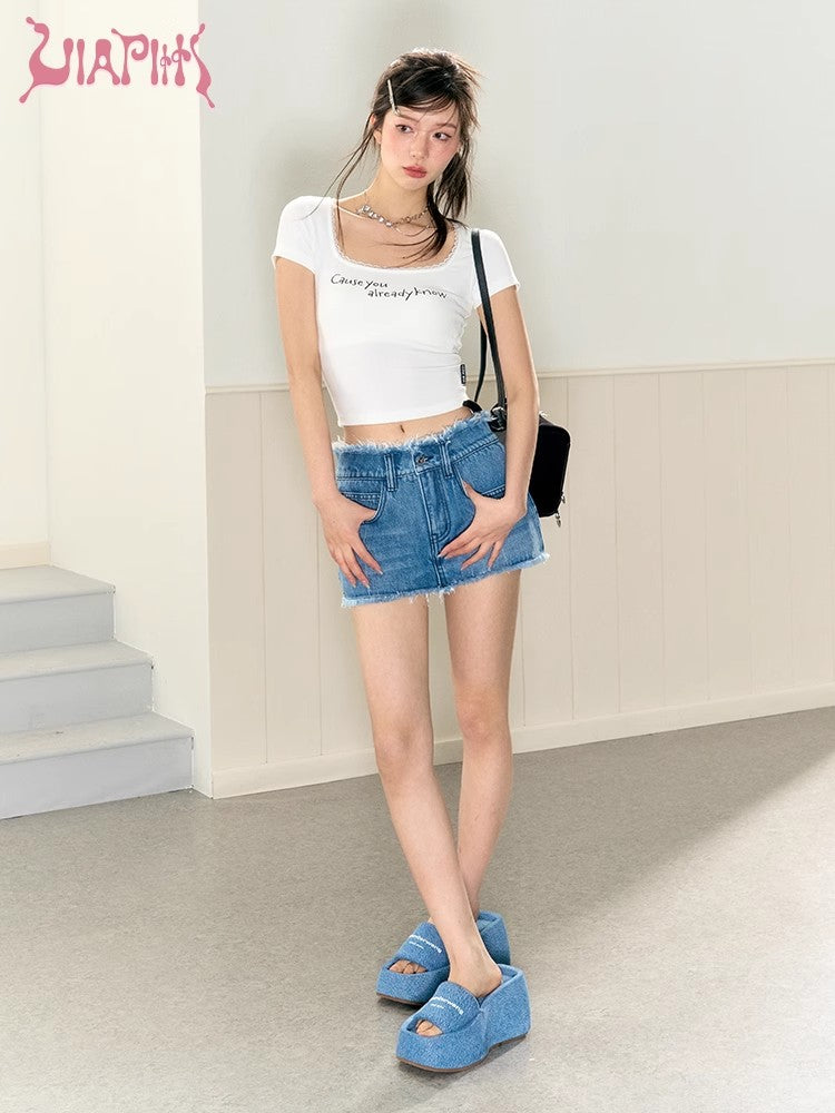 High Waist Slim Denim Short Pants NA5022