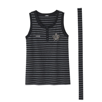 Star Stripe Oversize Long Sleeve T-Shirt & Tank Top NA8919